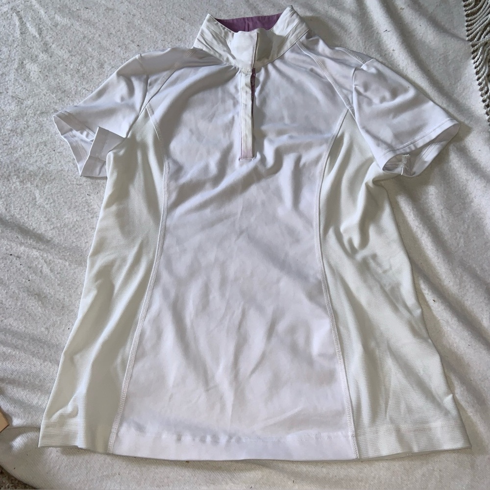 Noel Asmar Short Sleeve Show Shirt XL Equestrian Dressage White Magnet Collar